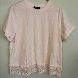 Sanctuary Cream Embellished T-Shirt with Crew Neck